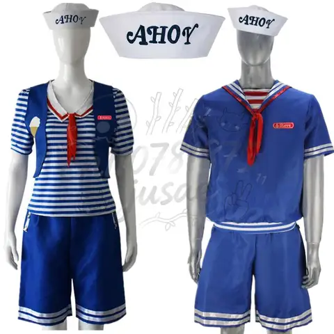Boy and Girl Robin Steve Harrington Cosplay Costume Children's Shirt Pants Hat Vest Set Halloween Carnival Party Cosplay Costume