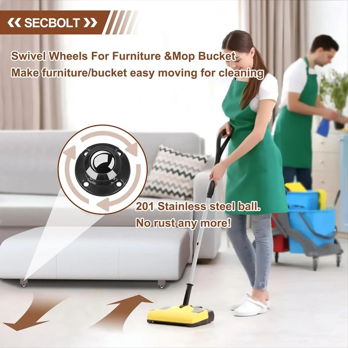 A56K Updated Self Adhesive Caster Wheels 4 Pack, 201 Stainless Steel Stick on Wheels