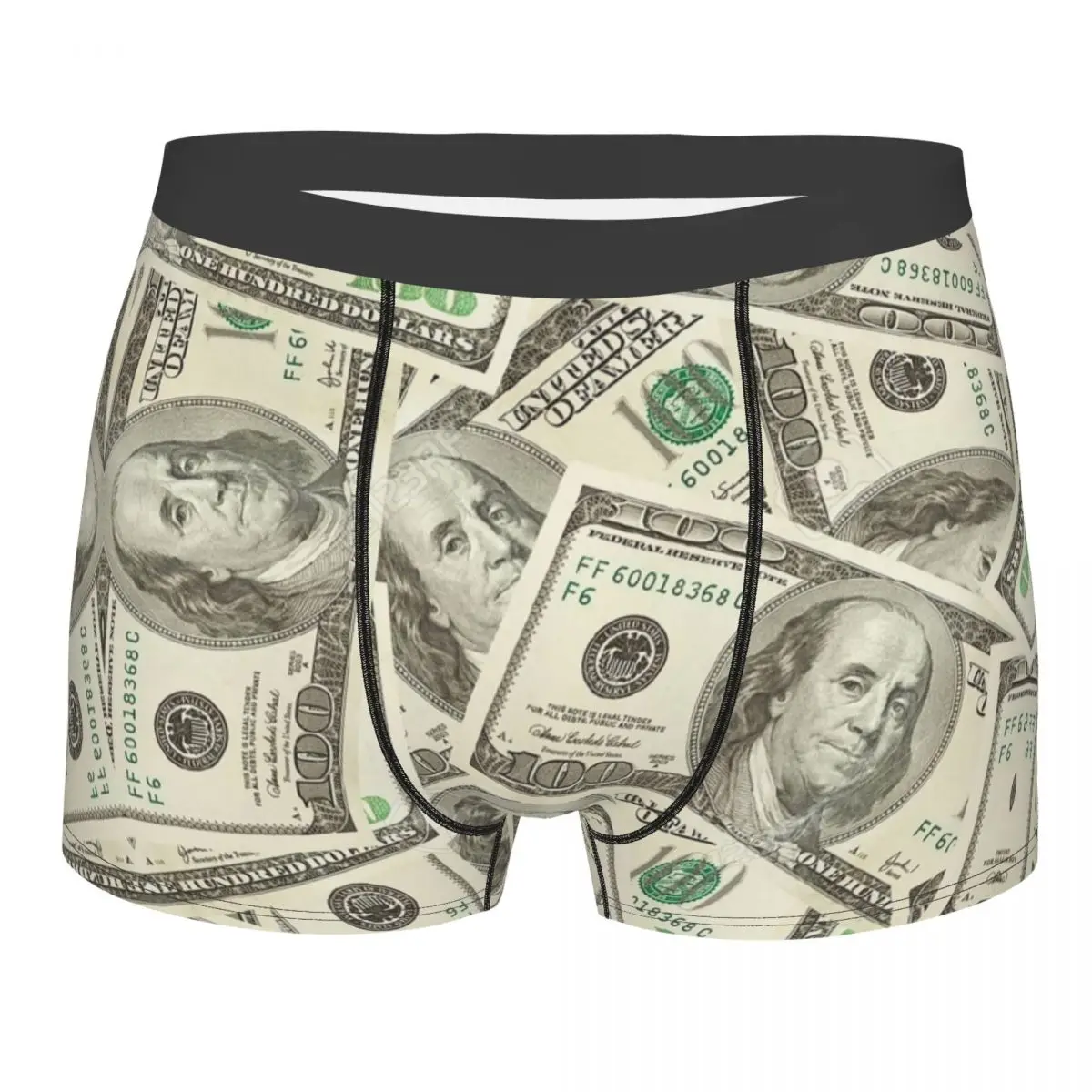 Custom 100 Dollar Bills Underwear Men Printed Money Boxer Briefs Shorts Panties Soft Underpants