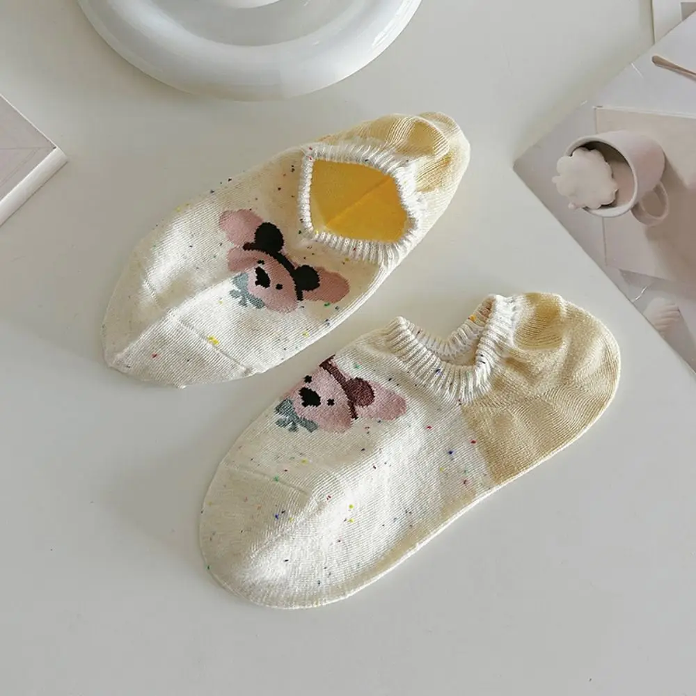 

8Pairs Soft Heart Cartoon Ankle Socks Dots Bear Dog Love Short Tube Socks Female Hosiery Invisible Women's Boat Socks Lady