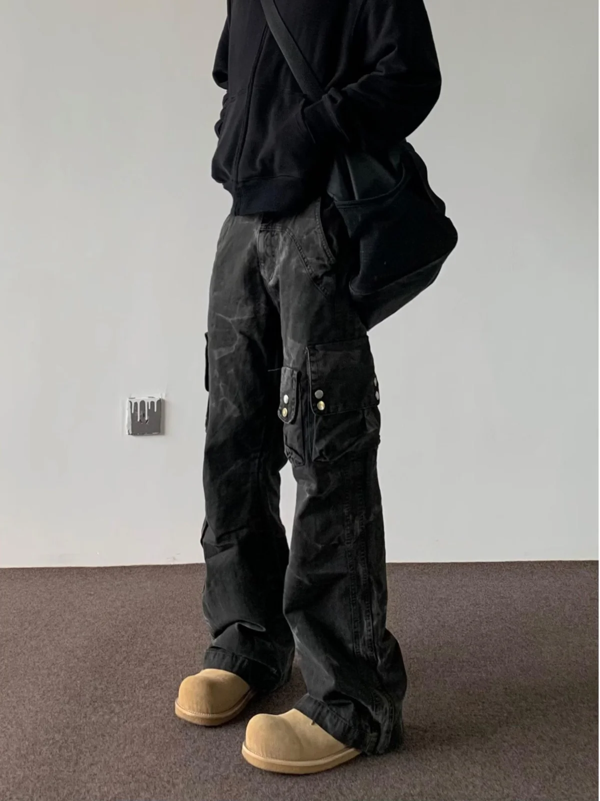 

Американские плотные рабочие джинсы для мужчин, свободные прямые брюки с множеством карманов, повседневные хлопковые джинсовые штаны