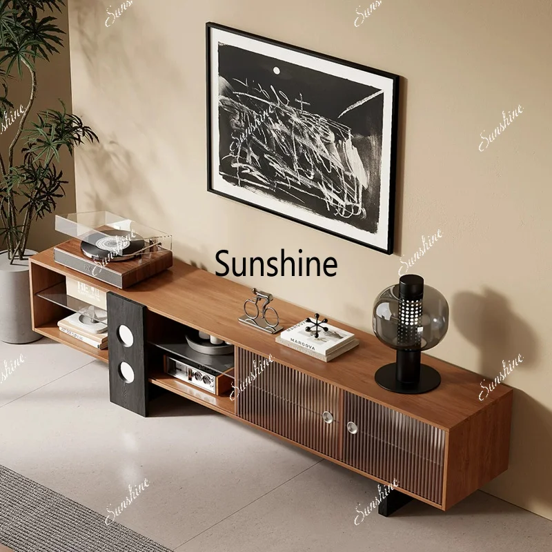 Medieval style storage storage TV cabinet integrated light luxury high sense floor high cabinet