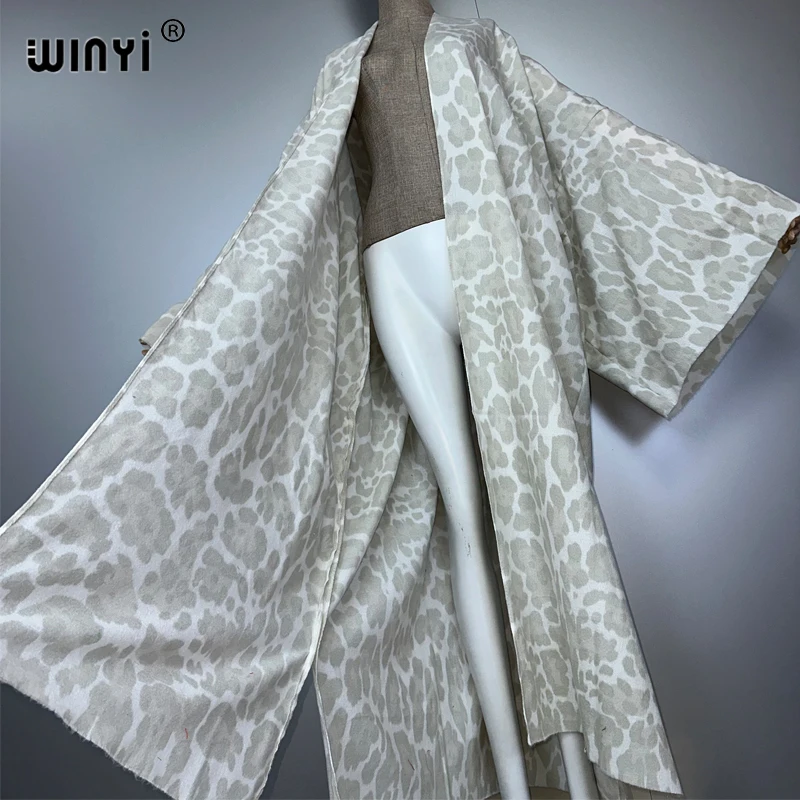 WINYI cardigan leopardato invernale Africa donna calda manica lunga allentata moda cappotto da strada maglione donna kimono femminile lavorato a maglia