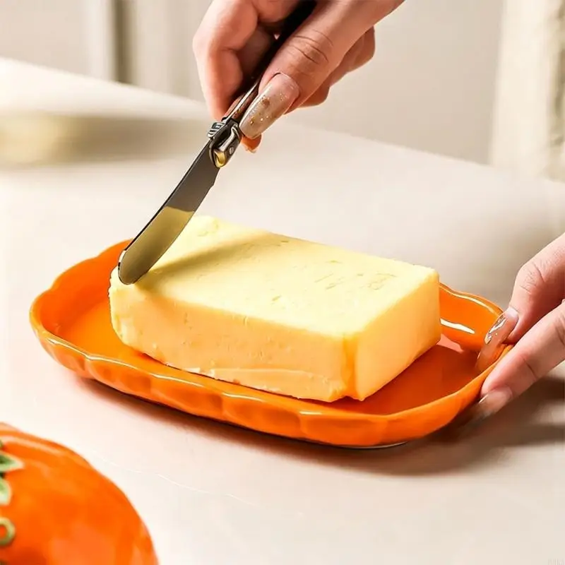   Pumpkin Covered Butter Tray for Fall Dining, Hosts And Meal-Time Gifting