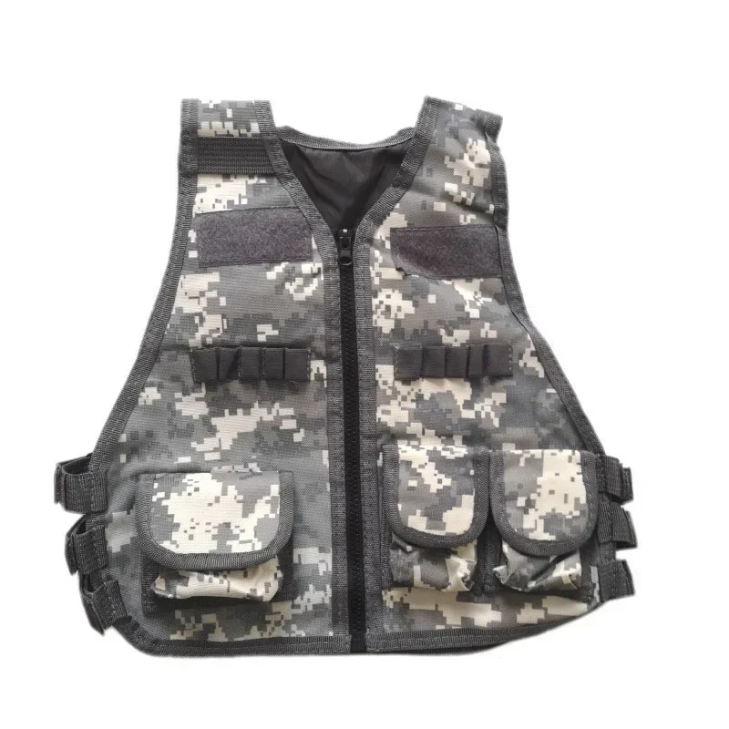 Kids Combat Camouflage Vest, Children CS Shooting Clothes, Tactical Waistcoat, Summer Training Protection Gear