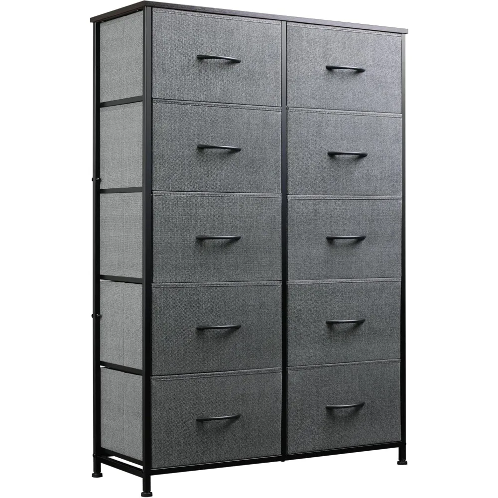 

Tall Dresser for Bedroom with 10 Fabric Drawers, Organizer Units for Living Room, Clothing, Closet, Storage Tower with Cabinet,