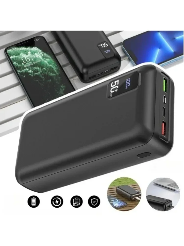 Przenośny power bank o dużej pojemności 50000 mAh, szybkie ładowanie PD 22,5 W, zewnętrzna bateria z USB-C i wyświetlaczem LED, 3 wyjścia 2 wejścia, kompatybilny z iPhone 16 15 14 13 12 Pro Max, — 2
