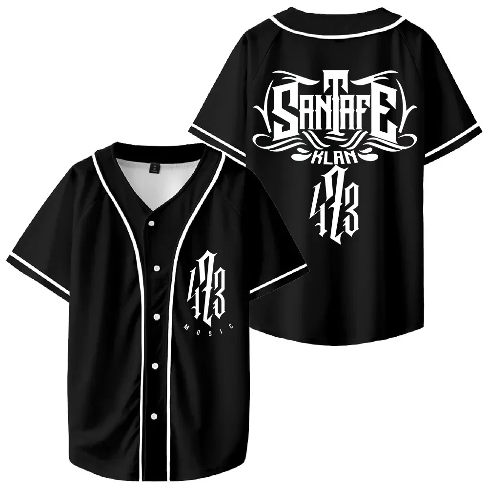 

Santa Fe Klan Todo Y Nada Tour 473 Jersey Merch Harajuku Men/Women Thin button Baseball uniform Oil Slick Baseball Jersey