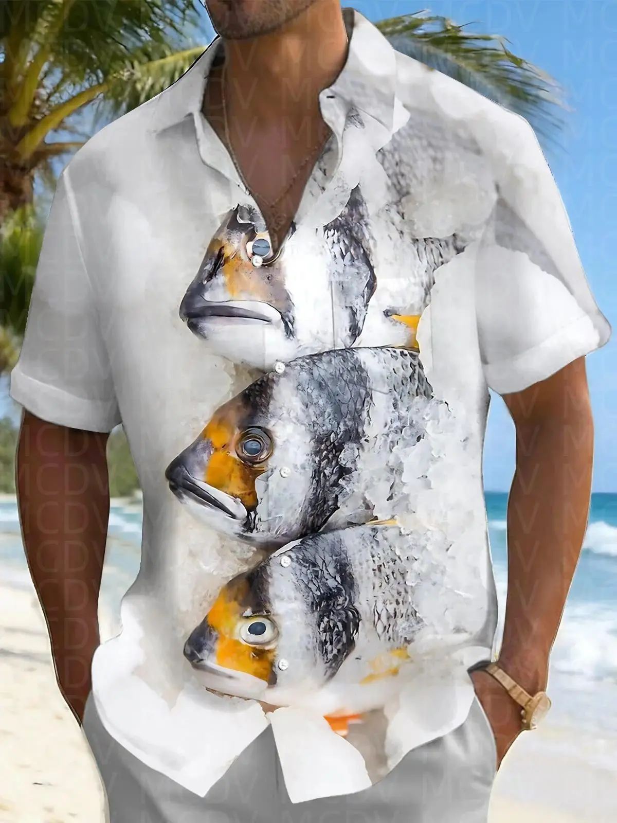 Bird Pattern Men's Hawaiian Shirt Stretch Easy Care Camp Shirt Big Tall