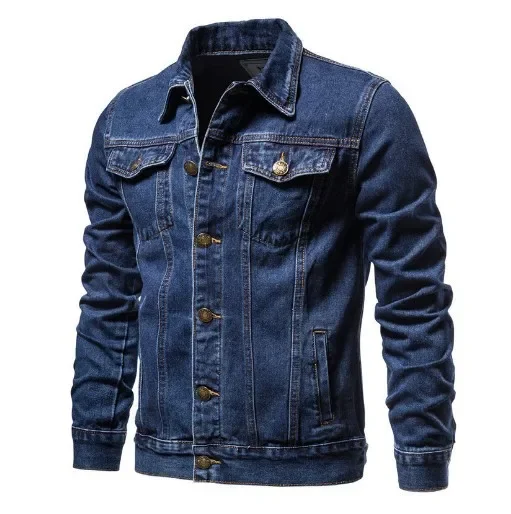 

Mens Casual Denim Coat Autumn Winter Jacket Outerwear Trendy Blue Comfortable Fit Male Apparel Fashion New