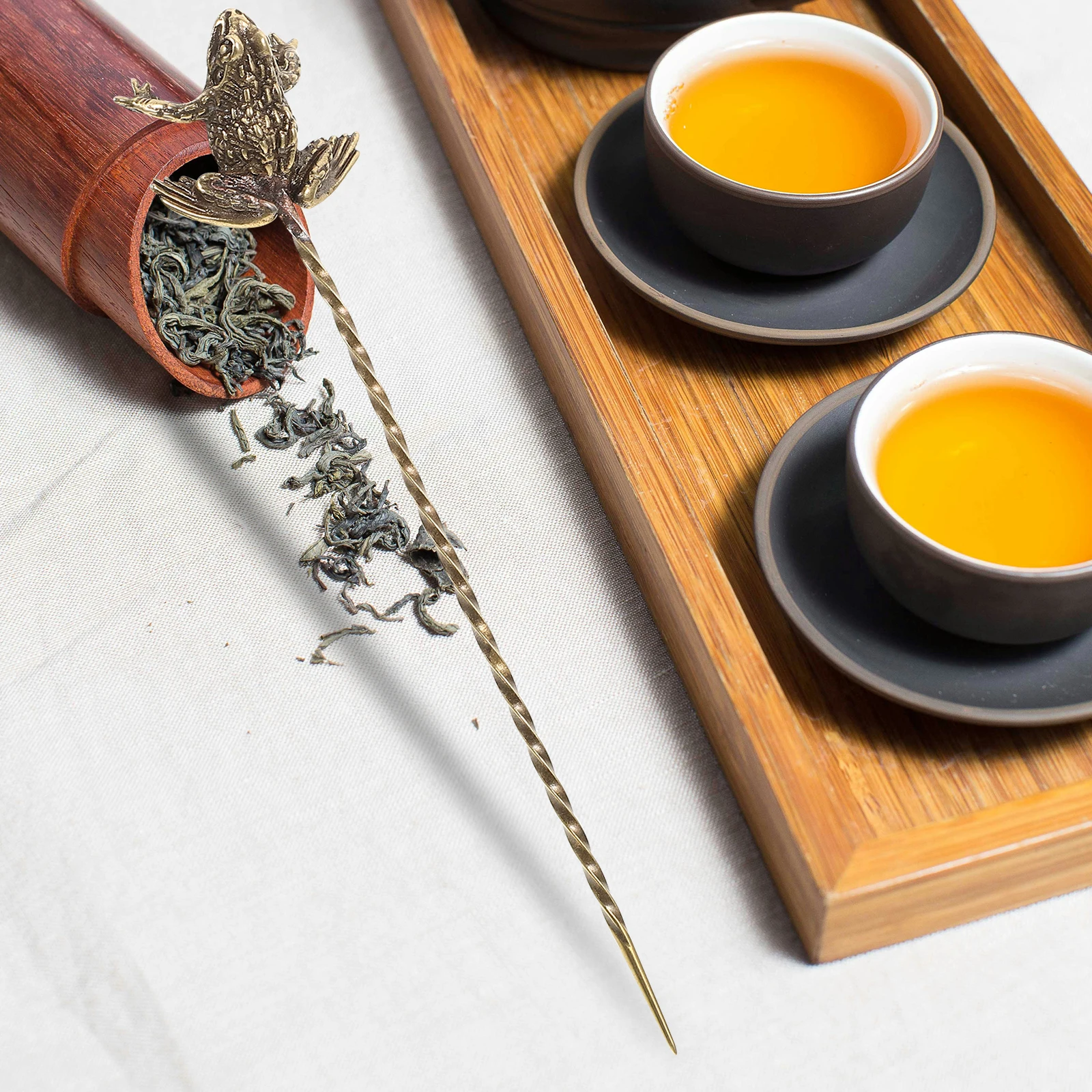 

Brass Toad Tea Needle Vintage Cleaning Tool Hair Pin Teapot Unclogging Traditional Teaware Accessory