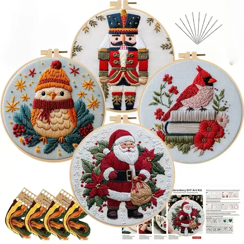 1-Weihnachtliches handbesticktes Materialpaket ist ein DIY-Materialpaket, das für Anfänger geeignet ist. Es verfügt über eine Reihe von Materialbausätzen – Detail 1