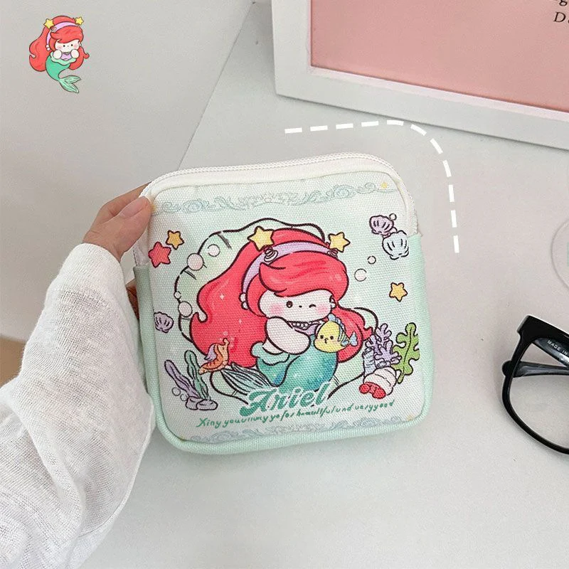Sanitary napkin aunt tampon storage bag students can carry a cute girl canvas bag Ariel is small image 5