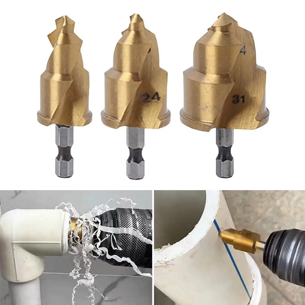 Titan beschichteter ppr Hub bohrer Wasser rohr reparatur reibahle Set 4:6 ⁄ 1 Zoll Wasser rohr öffnung Sechs kant schaft Wasser rohr bohrer