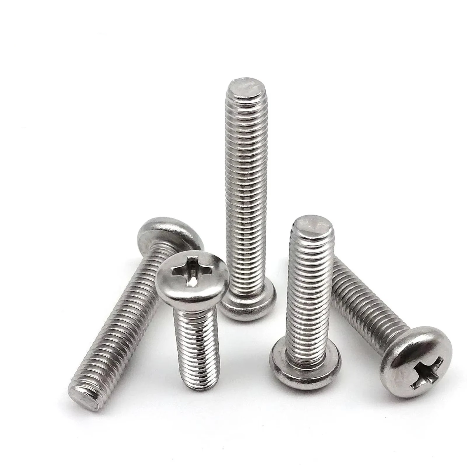 2/10/50pcs M2 M2.5 M3 M3.5 M4 M5 M6 M8 Long GB818 A2 304 Stainless Steel Cross Round Phillips Pan Head Screw Bolt length=5-100mm