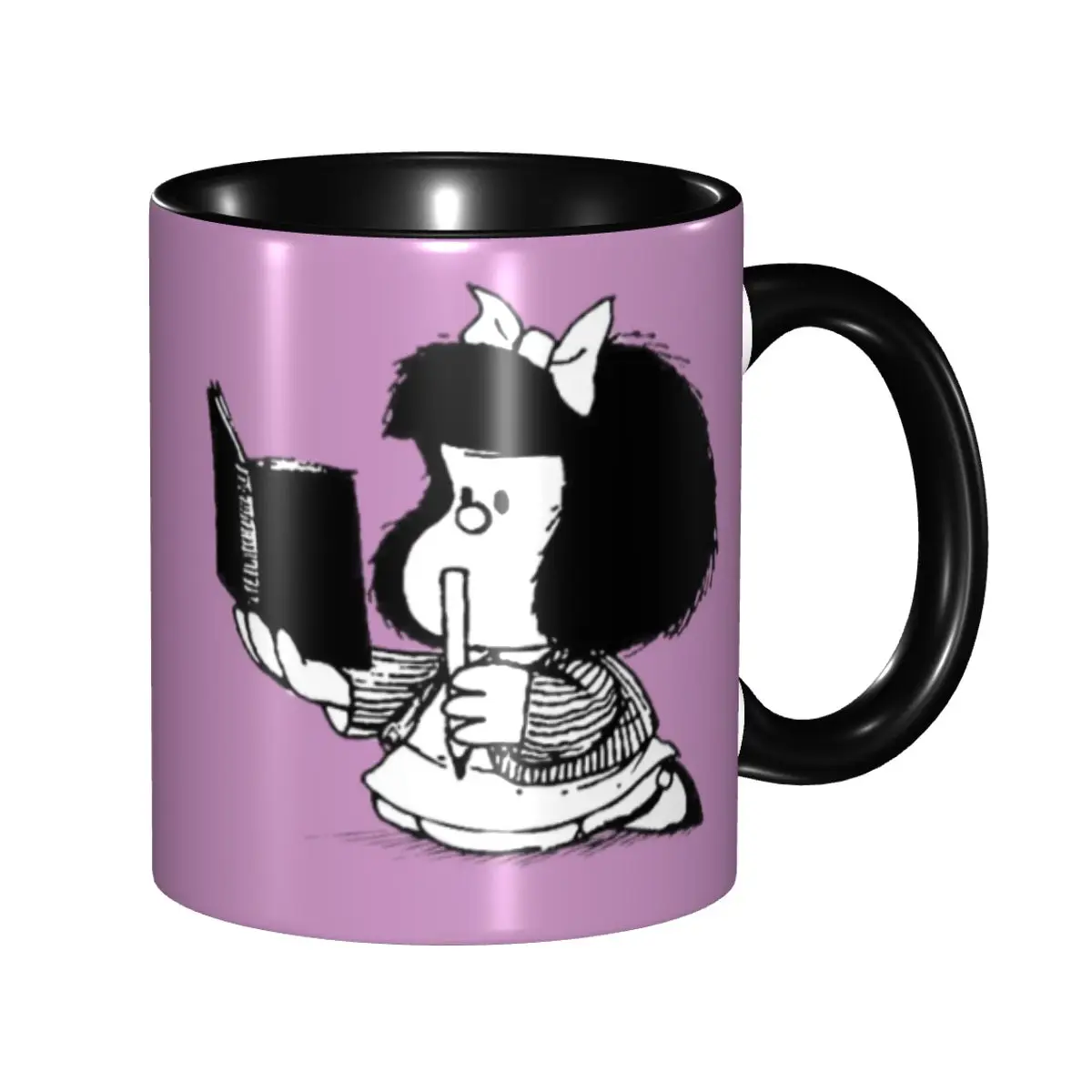 

Custom Mafalda With Notebook Mugs DIY Quino Comic Cartoon Ceramic Milk Tea Coffee Cups