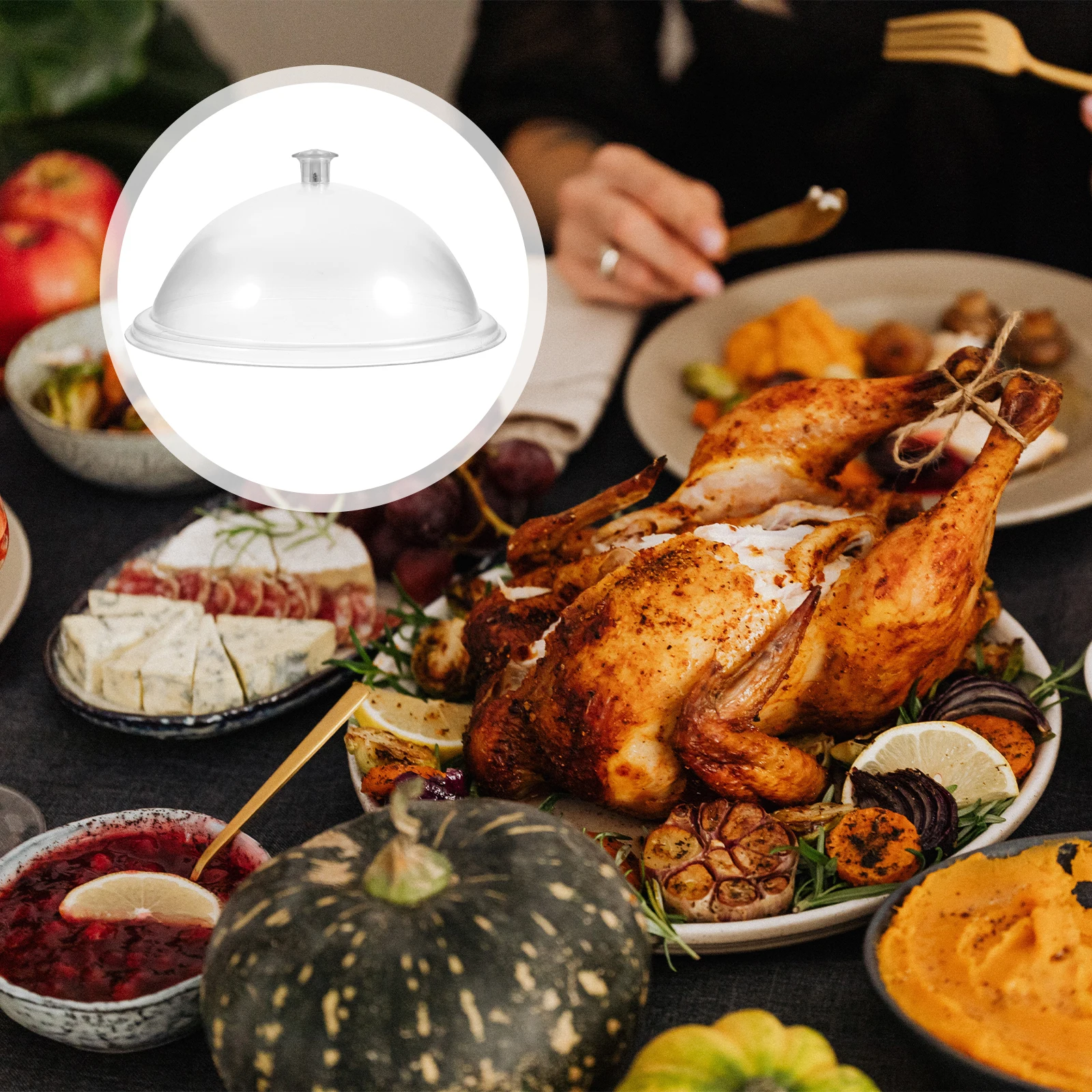 

1pc Acrylic Food Cover 10-Inch 26Cm Round Transparent Heat Retention Lid For Bacon Beef Burgers Breads Grilling Sandwiches