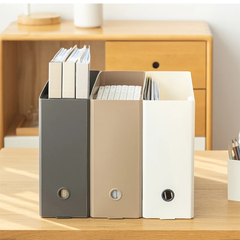 Collapsible A4 File Box Morandi Color PP Dustproof Desktop Document Organizer Foldable A4 Document Home Office Desk Storage Box