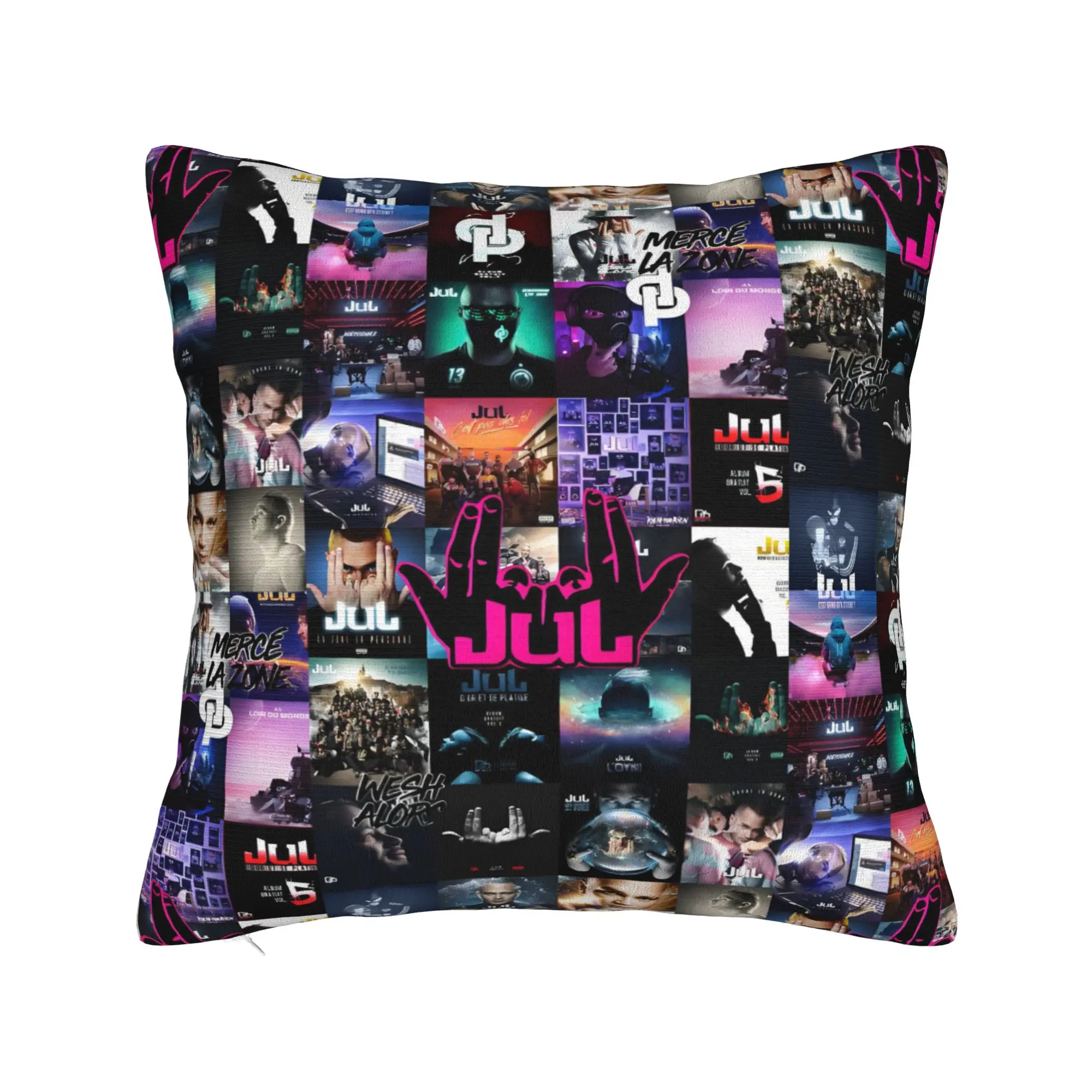 Jul Gesture Collage Cushion Cover 45x45cm Rap Music Velvet Cute Pillow Home Decoration
