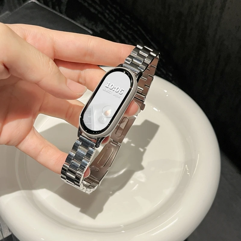 

Ремешки из нержавеющей стали для Xiaomi Mi Band 10 9 8, металлические аксессуары для ремешков, сменные браслеты, ремешки для Mi Band 8 9 10 NFC