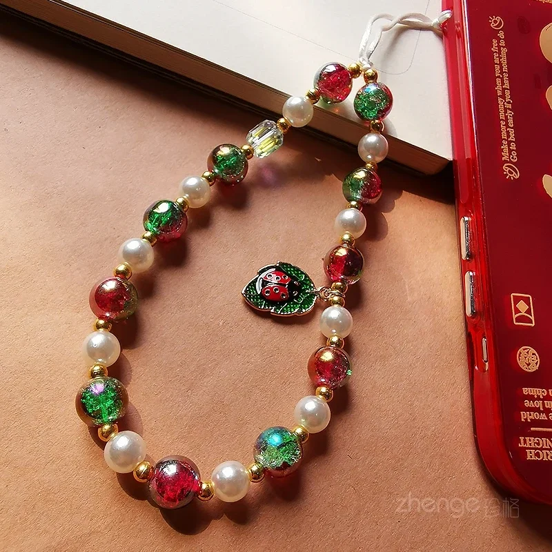 Mobile Phone Lanyard China-Chic Retro Wind Crack Beads Mobile Phone Lanyard Women's Beaded Chain Mobile Phone Case Lanyard