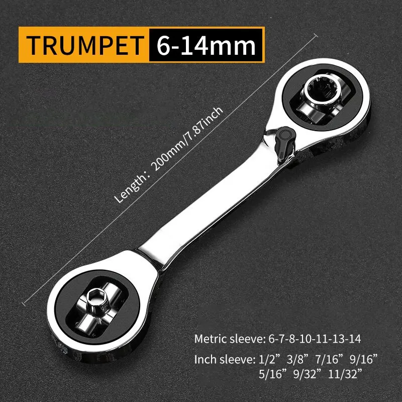 Multifunctional Ring Ratchet Wrench Tool, Universal Maintenance Tool, Rotating Hexagonal Plate