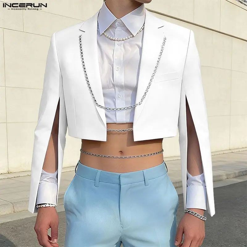 INCERUN Men Blazer Lapel Long Sleeve Open Stitch Man Suit Streetwear Spring Autumn Solid 2026 Fashion Casual Suit For Man S-5XL