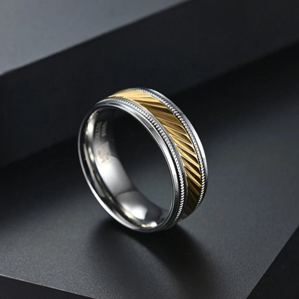 Minimalist Floral Rolling Teeth Couple Rings Stainless Steel Men Domineering Transfer Ring Fashion Jewelry