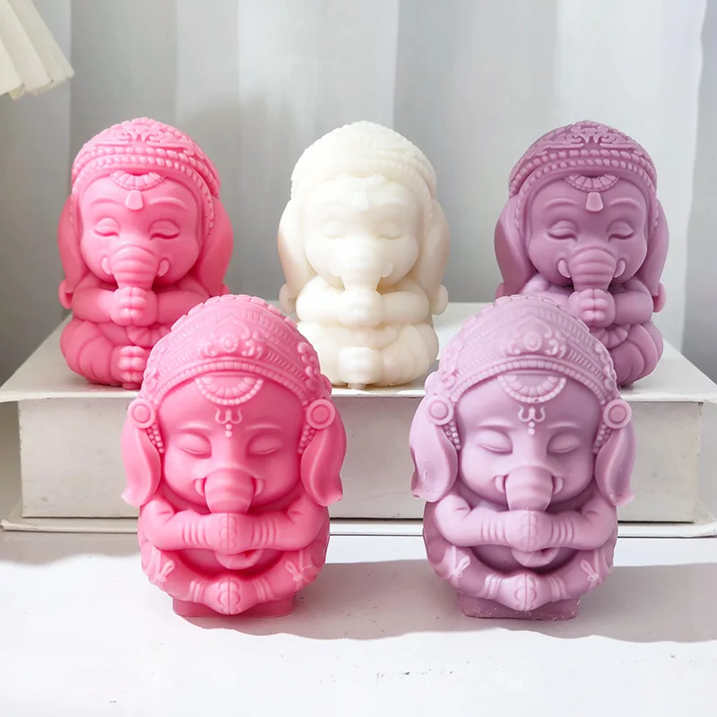

3D Buddha Elephant Candle Soap Silicone Mold Sitting Elephant Silicone Chocolate Cake Ornament Mold