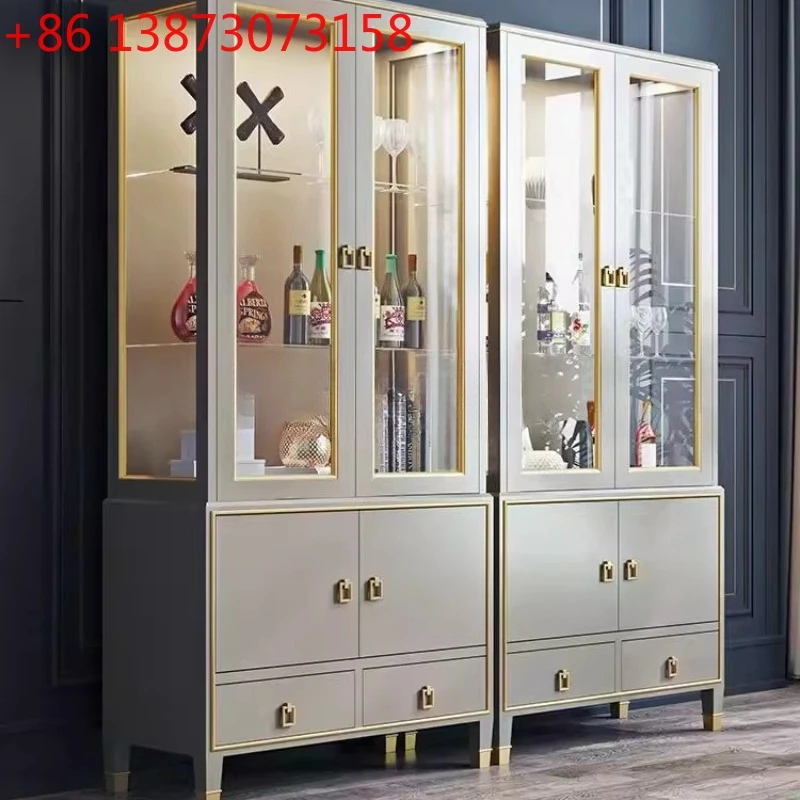FG Glass Wine Cabinet Living Room Sideboard High-end Display Storage Cabinet Bookshelf Integrated