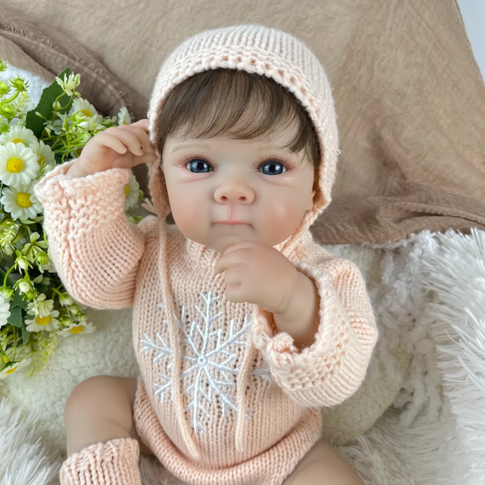 

BZDOLL 19 Inch 48 CM Full Vinyl Body Reborn Baby Girl Doll Toy with Snowflakes Clothing Lifelike Handmade Fashion Birthday Gift