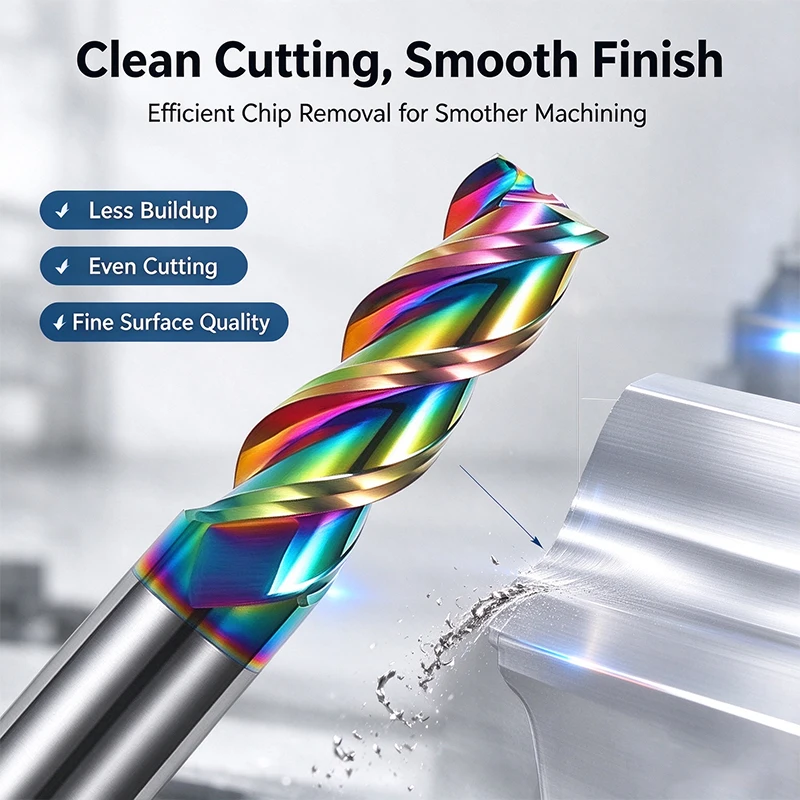Dlc Coated 3 Flute Square End Mill Solid Carbide Cnc Milling Cutter for Aluminum Alloy Copper Non-Ferrous Metal