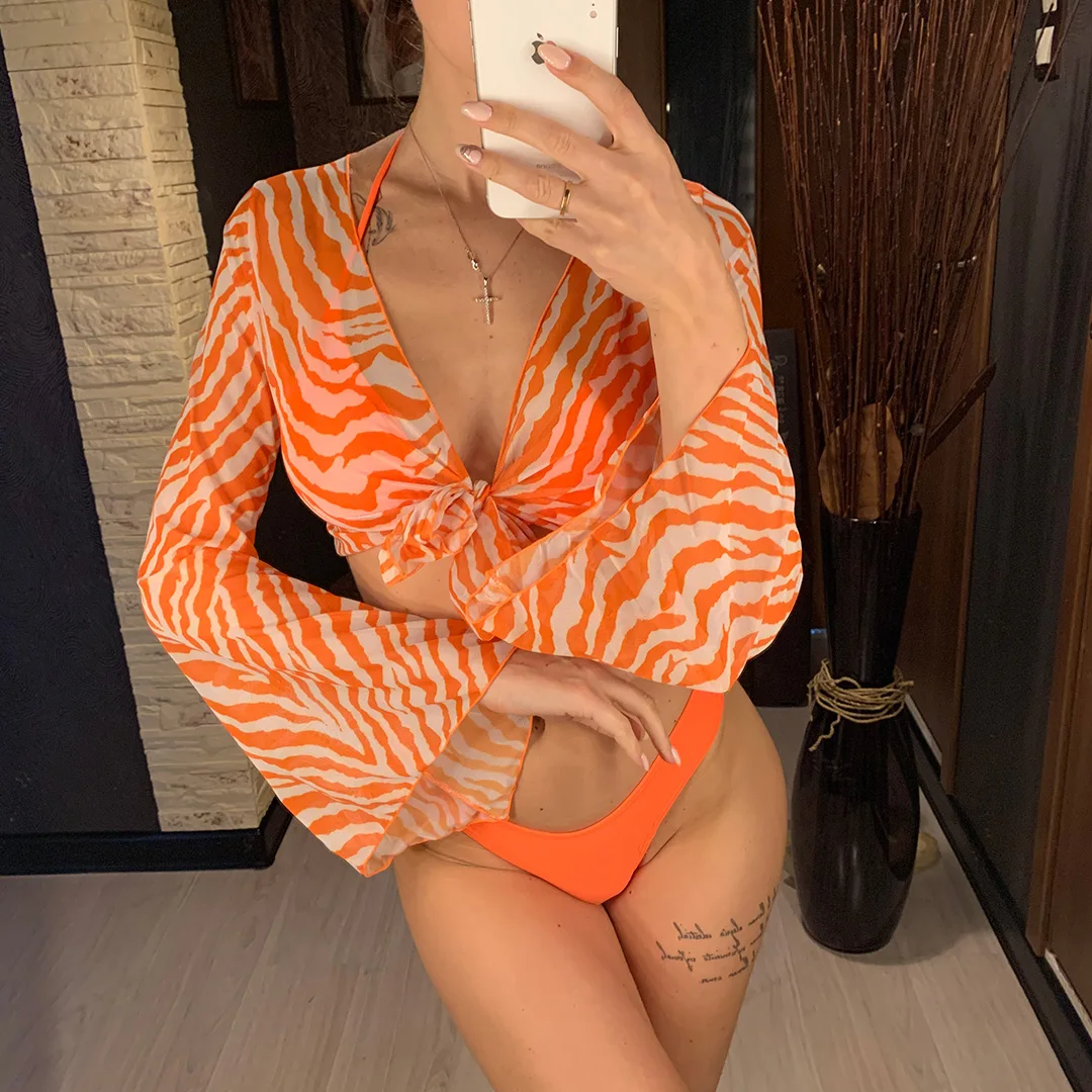 Neuer sexy Batik-Bikini, Damen-Badeanzug, dreiteiliges Bikini-Set, Neckholder-Badeanzug, Badebekleidung, Strandmode für Damen V1878P – Detail 20