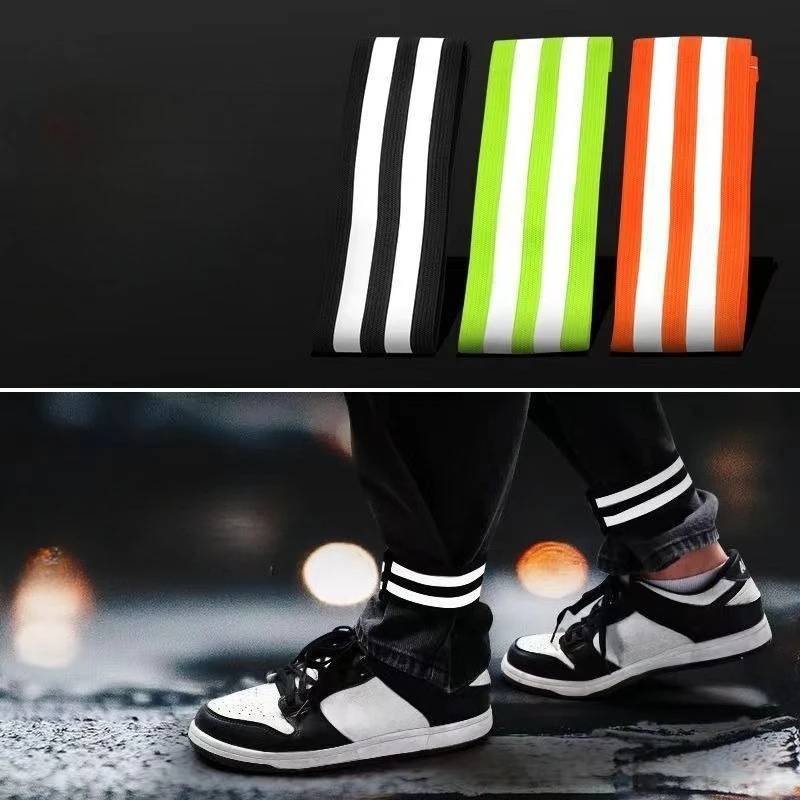 Reflective Cycling Leg Bands Anti-Snap Pants Clip Ankle Straps Bicycle Cuff Holder for Running Reflective Night Safety Gear