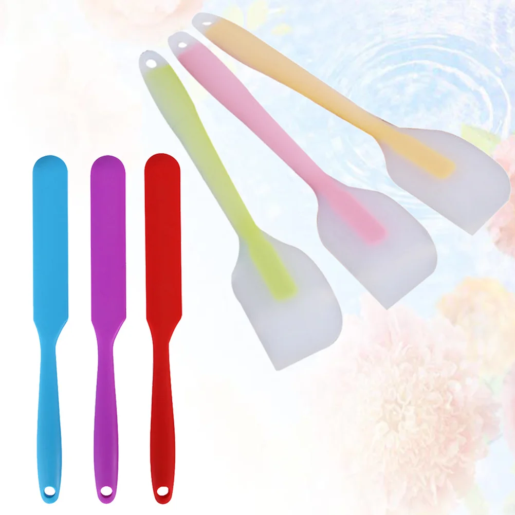 

6pcs Baking Silicone Tool Kit Mixing Spatula For Cake Butter Jam 3 Small Translucent 3 Oil Proof Spatulas Cream Diy Hair