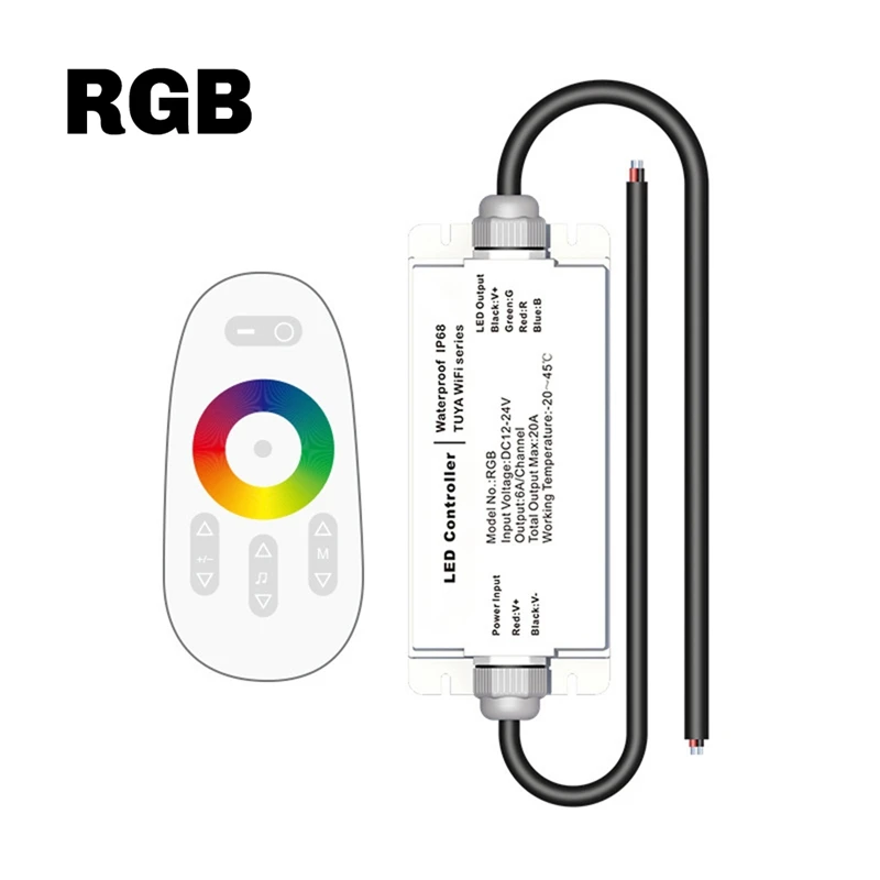 Tuya WIFI DC12V 24V LED Strip กันน้ํา Controller IP68 Rain-Proof พร้อม Tuya Voice รีโมทคอนโทรล RGB