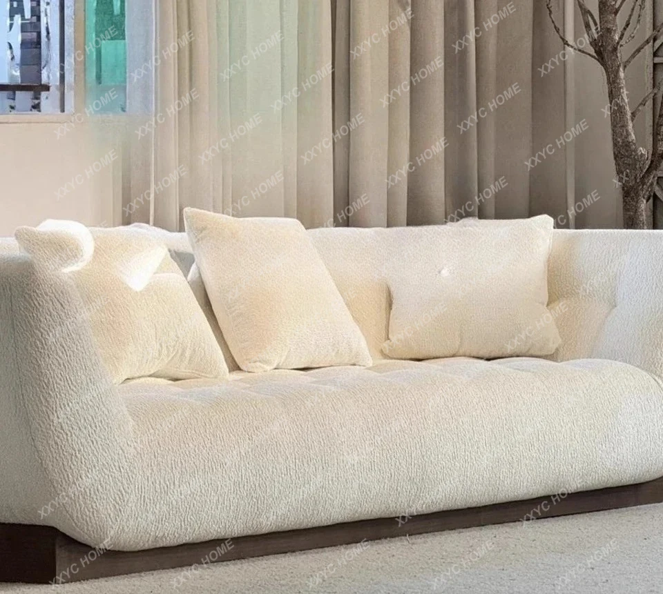 

XZXCream wind creative mangosteen log ivory boat Chinese sofa modern minimalist designer flannel fabric sofa