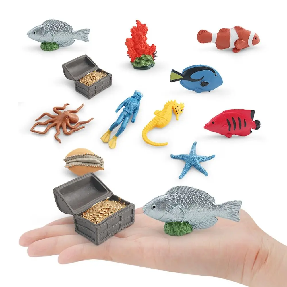 

11 шт., имитация ПВХ, украшения для аквариума, осьминог, ручная работа, реалистичная фигурка рыбы, разноцветная статуя, украшения с океанскими животными