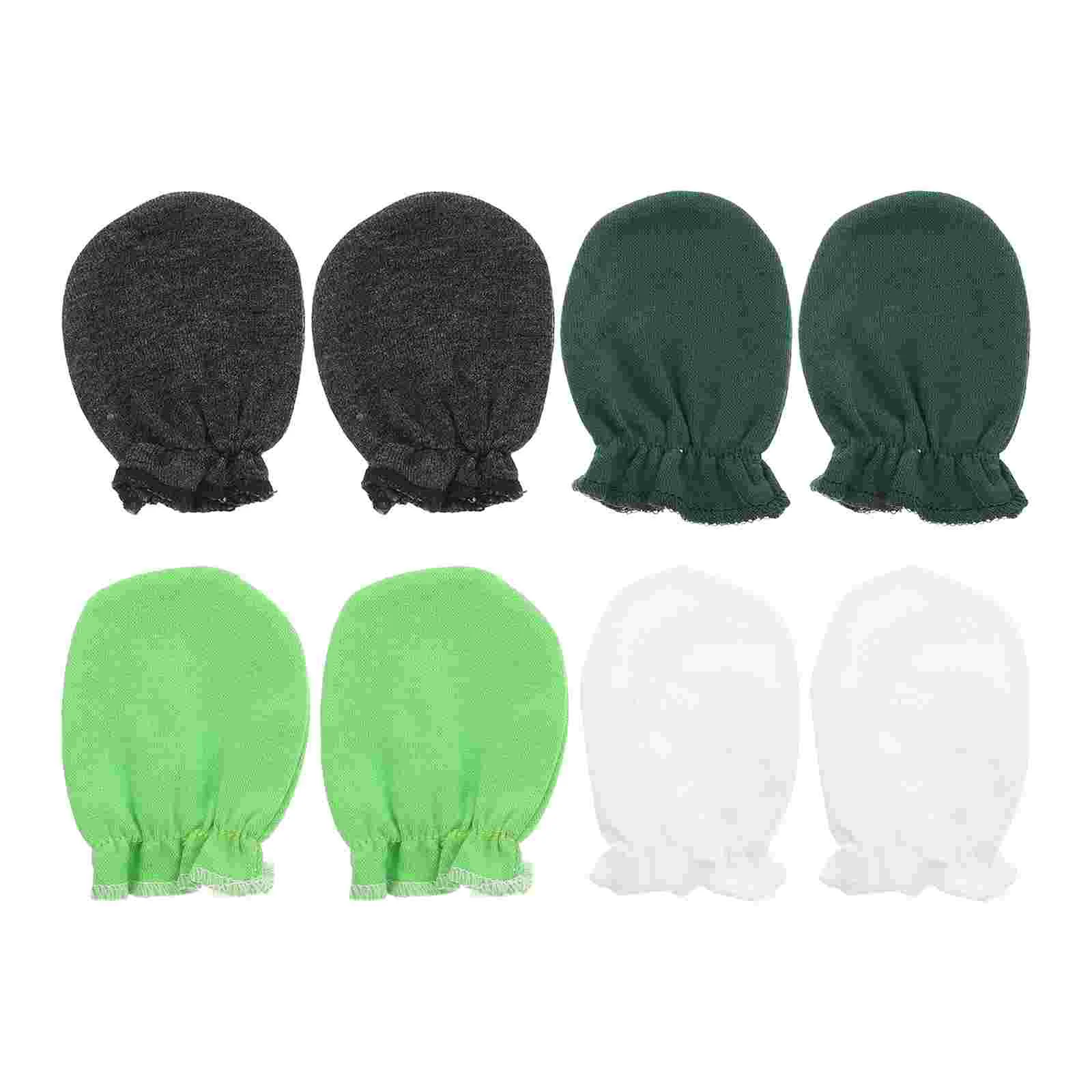 4 Pairs Newborn Baby Gloves Anti grasping Mittens Natural Cotton Breathable Warm Stretchy One Size Fits Most