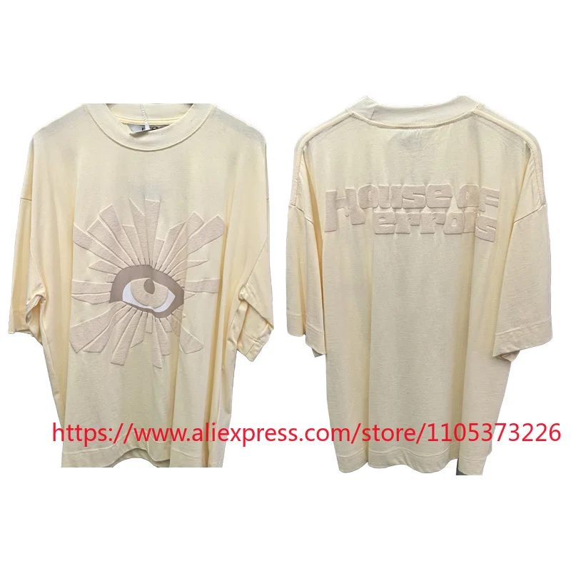 

House of Errors Loose Short Sleeved T Shirt with Eye Print American Trendy Style House of Errors