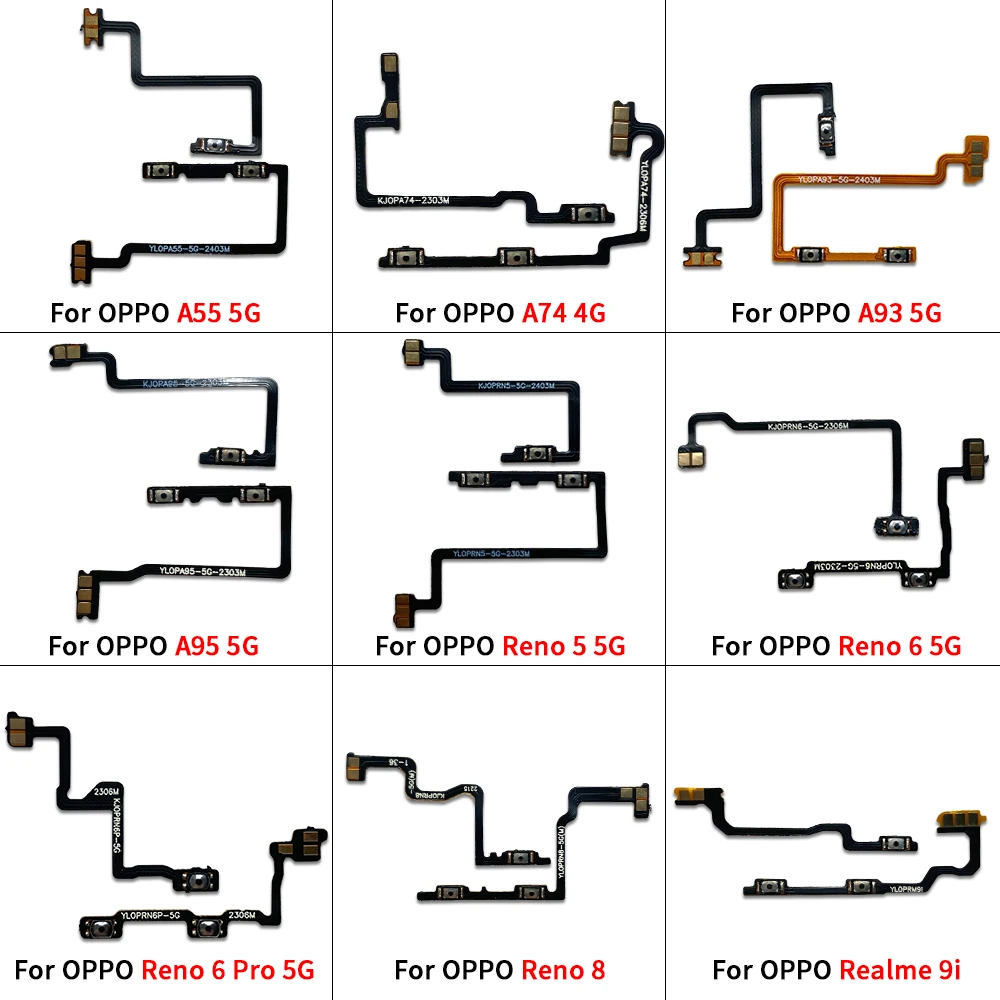 10 Pcs For Oppo A16 A54 A52 A53 A55 5G A57 4G A74 A93 A95 5G Realme 9i Reno On OFF Power Voulme Side Keys Buttons Switch Flex