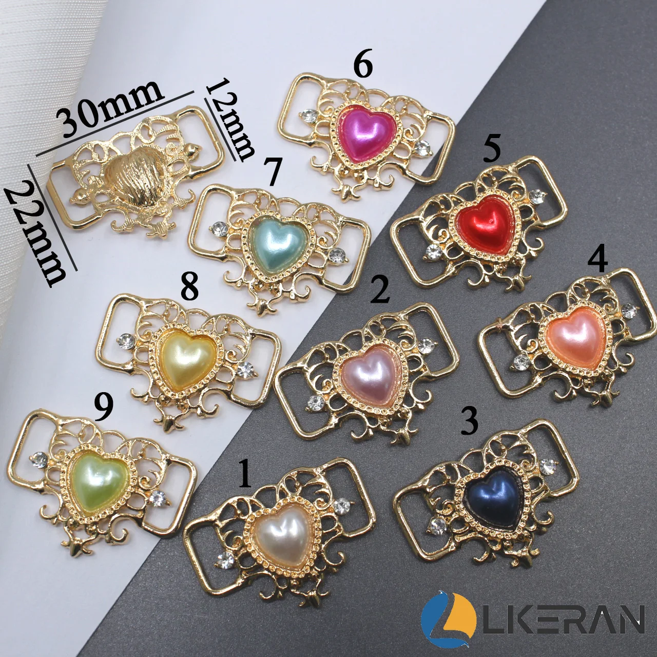 

NEW 100Pcs Alloy Gold Heart Pearl Buttons, Handicraft Decoration, Decorative Connecting Buckle, Craft Supplies DIY Decorative