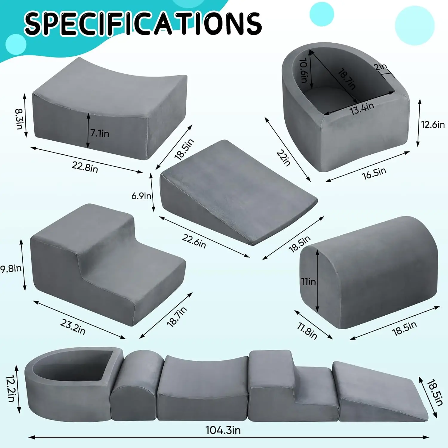 유아용 소프트 플레이 클라이밍 장난감, 5개 폼 클라이밍 블록 및 볼풀 (유아용), 어린이 아기 클라이밍 블록 폼 실내 놀이