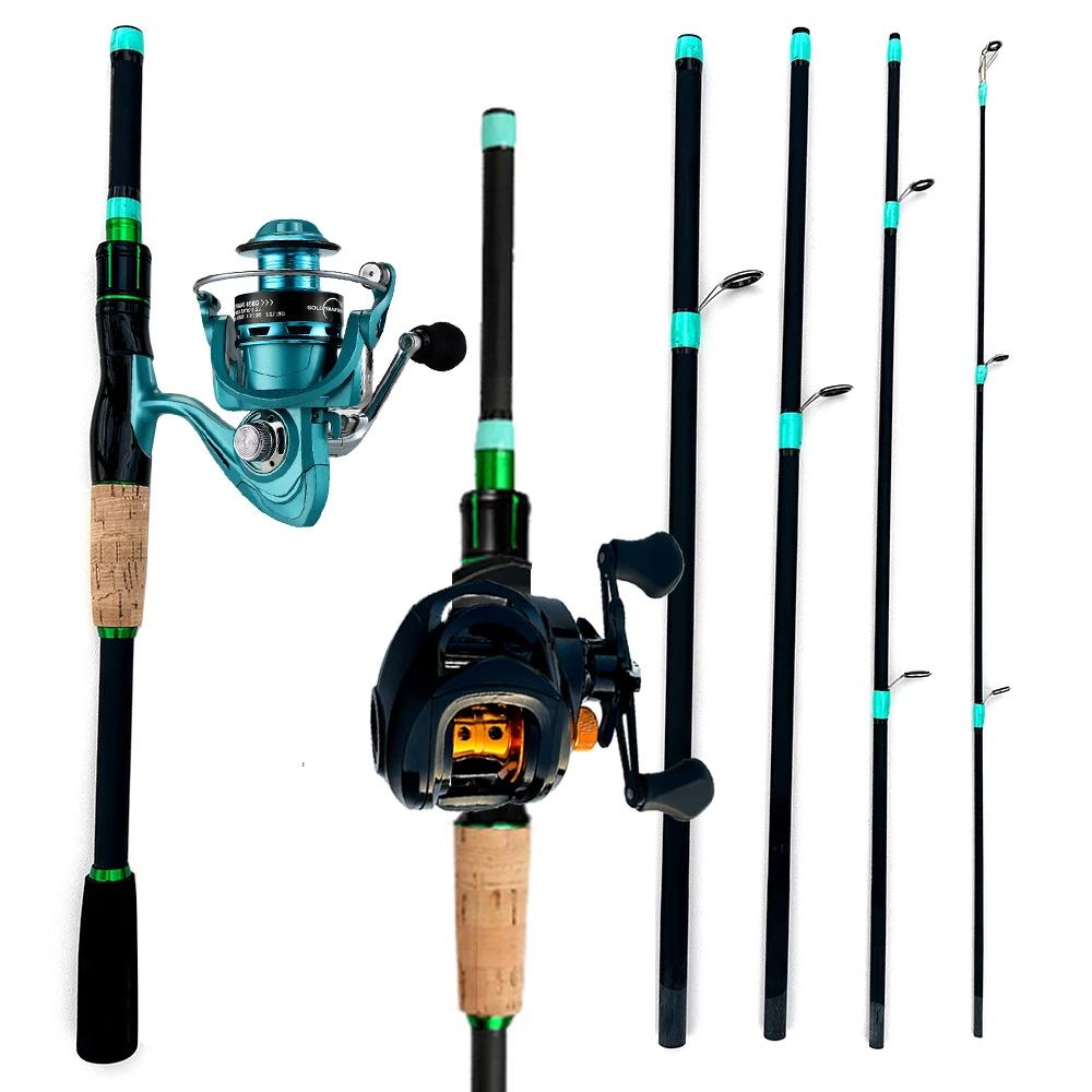 4/5Sections Casting/Spining Fishing Rod Reel Kit1.8/2.1m Portable Travel Rod Max 8kg Reel Pesca Fishing Tool Bait WT. 3.5g-14g