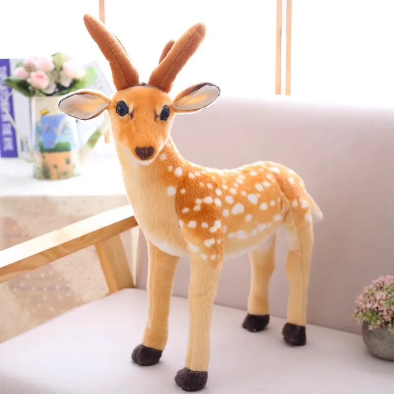 

50/60/75/90cm Simulation Sika Deer Plush Toy Cute Stuffed Plush Animal Home Decoration Doll Teaching Props Birthday Gift