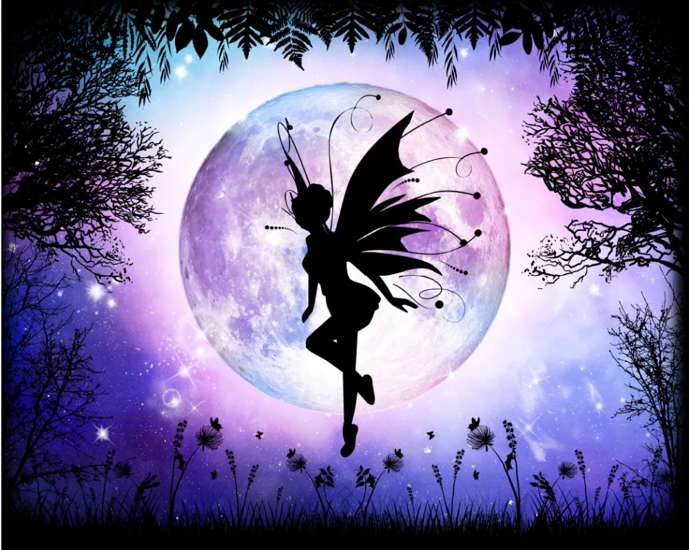

10x10FT Purple Little Fairy First Butterfly Sweet Happy Birtyhday Custom Photo Backdrop Background Seamless Vinyl 300cm x 300cm
