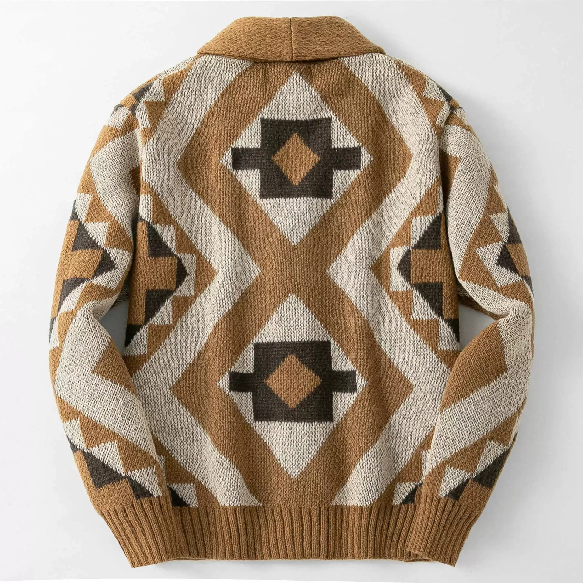 

Autumn and winter men's clothing, European and American retro jacquard men's knitted sweater jacket, thick cardigan sweater