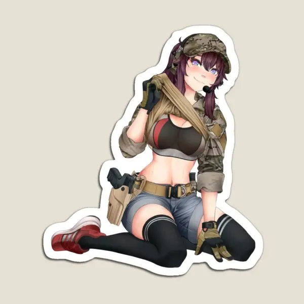 Military Anime Girl  Magnet Holder Kids Stickers Children Home Colorful Funny  Refrigerator Baby for Fridge Organizer Cute Toy