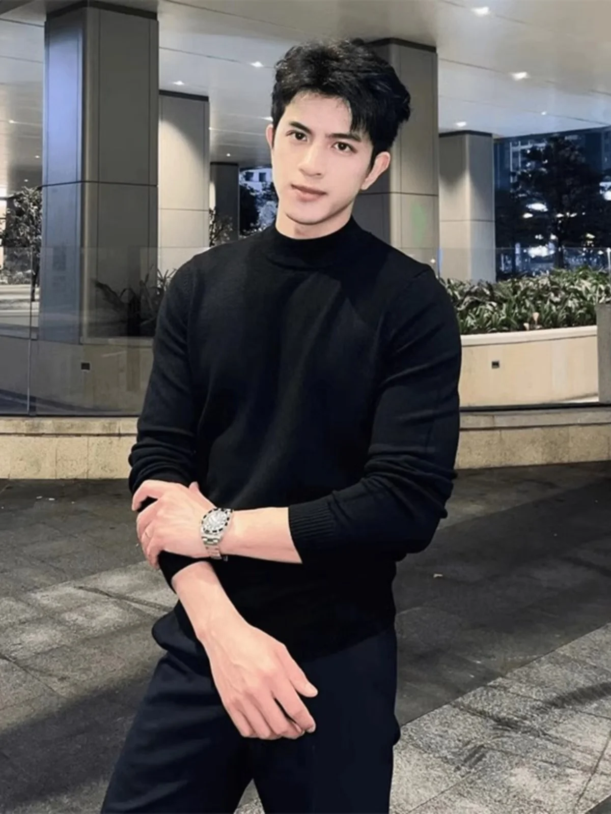 

Тонкий вязаный свитер Slim Fit с высоким воротником и длинными рукавами, осенне-зимний, базовый, молодежный, для ношения под одеждой