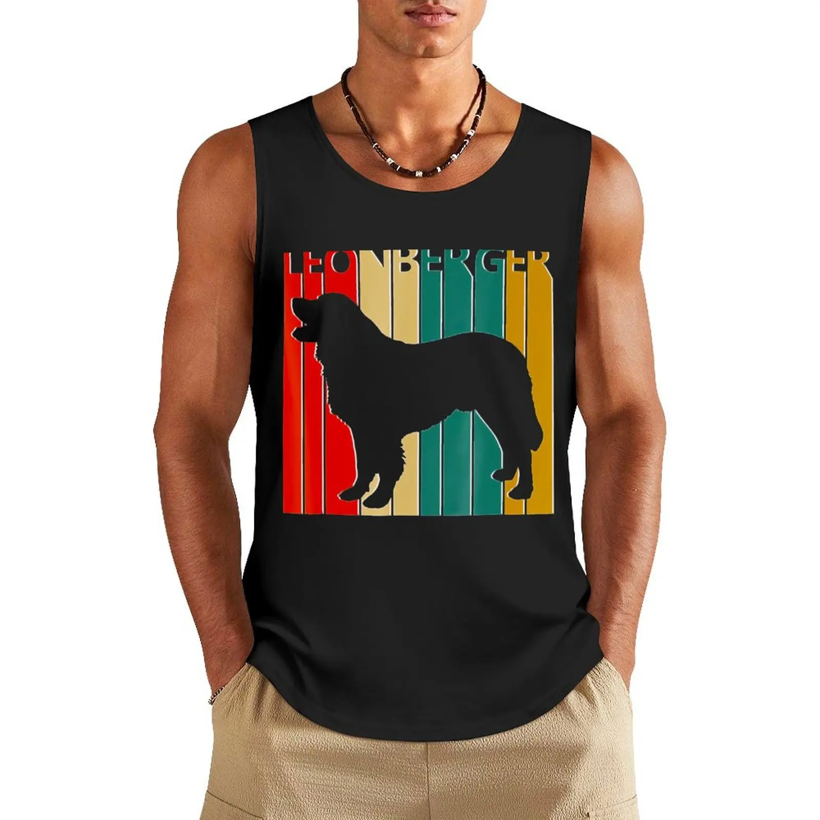 Vintage Leonberger dog t- Tank Top anime men gym clothing T-shirt man Men's sleeveless gym shirts